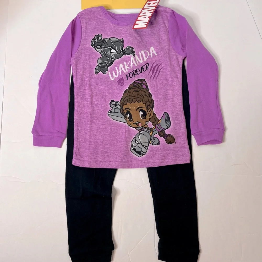 Marvel Black Panther Shuri Purple Wakanda Forever Snug Fit Pajama Set 4T New